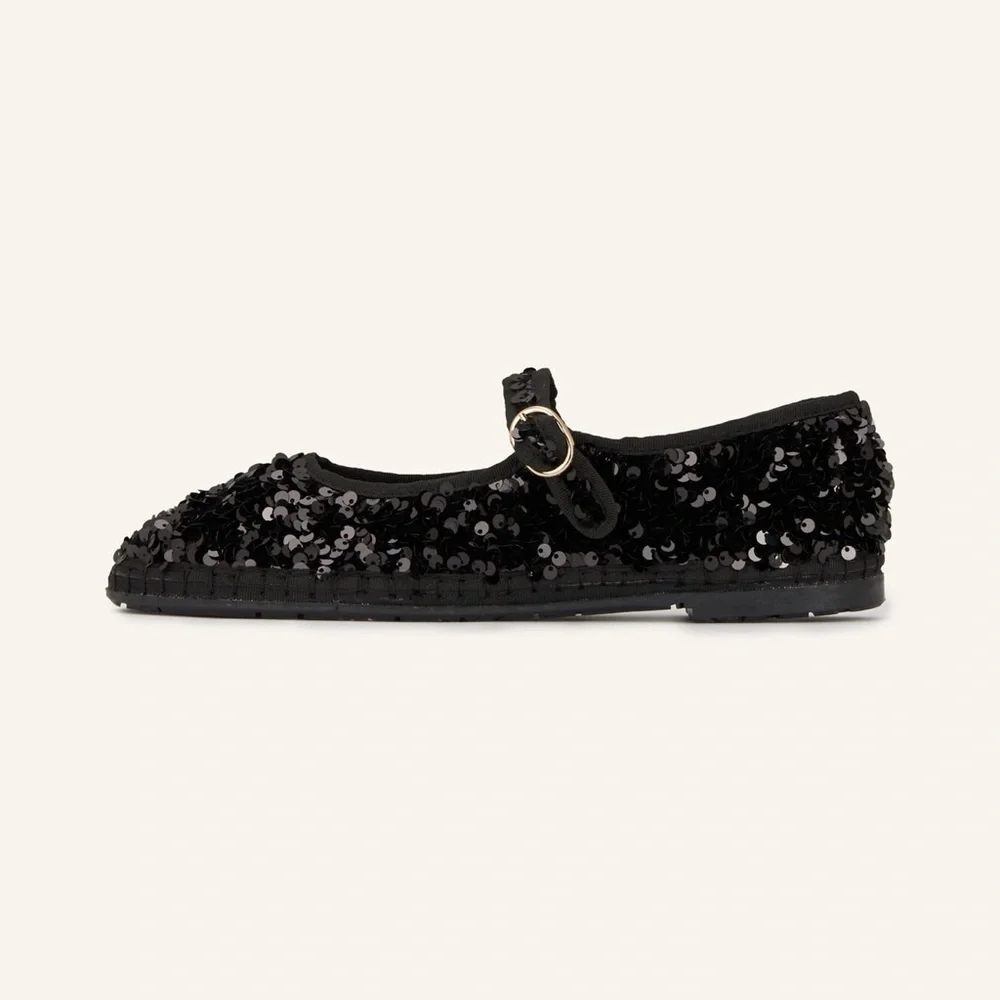 Zara Girls Sequin Mary Jane Flats EU 32 US 1 Party Holiday Sparkle Shoes